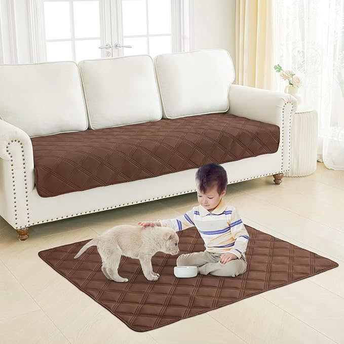 Smiry Waterproof Dog Bed Cover Blanket 40x80, Soft Reversible Pet Blanket, Washable Leakproof Cats Dogs Couch Cover for Sofa, Couch, Furniture, Lattice, Brown/Brown