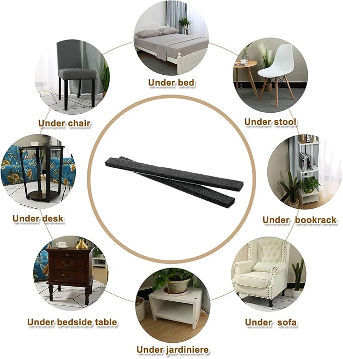 uxcell Felt Furniture Pads, 9Pcs 5.91" x 0.5" Adhesive Backed Non-Slip Anti-Scratch Chair Leg Protectors for Protecting Hardwood Floor, Black