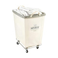Seville Classics Large Commercial Heavy Duty Rolling Steel Frame Laundry Hamper Canvas Cart Bin, w/Wheels for Hotel, Home, Closet, Bedroom (PATENTED), Cream, 22" D x 16" W