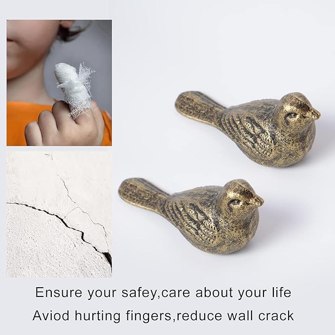 Cast Iron Bird Door Stopper,Cute Heavy Duty Door stoppers, Door Stop Wedge Avoid Drilling Holes Doorstop for Home Office Garden