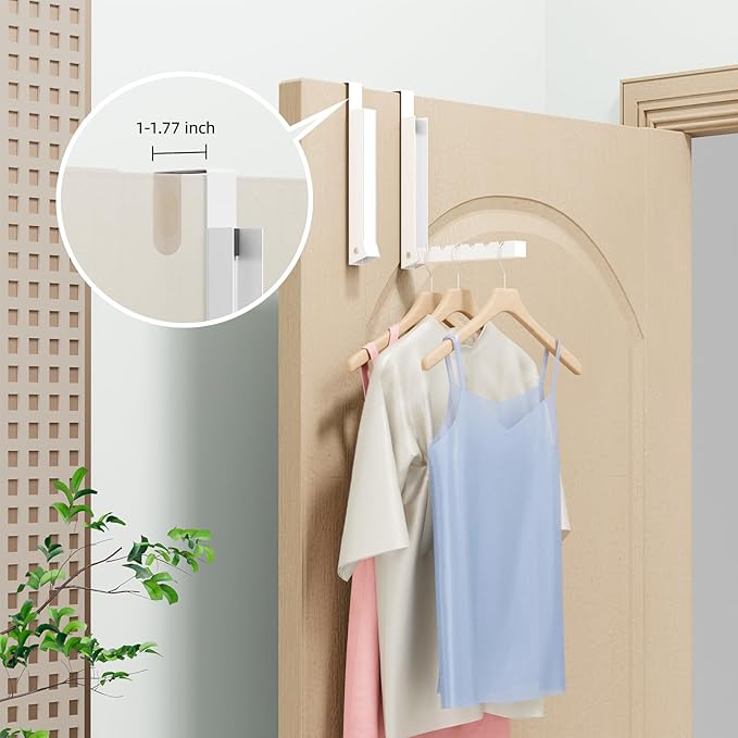 BAKON Over The Door Hanger Folding Clothes Drying Rack, Folding Hanging Coat Rack for Indoor Laundry Room Compact Small Space Foldable Portable Clothing Hanger Hook Collapsible- 4 Pack(White)
