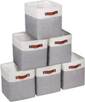 Kntiwiwo Fabric Storage Cubes 10.5”x10.5”x11” Cube Storage Bins for Closet Organizers and Storage Shelves Foldable Storage Bin with Handles, Set of 6, Grey