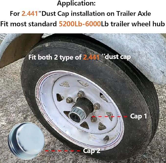 Trailer Dust Cap Installation Tool 2.441 inch Trailer Dust Cap Tool Axle Grease Cap Tool (2.441 '' Dust Cap Driver)