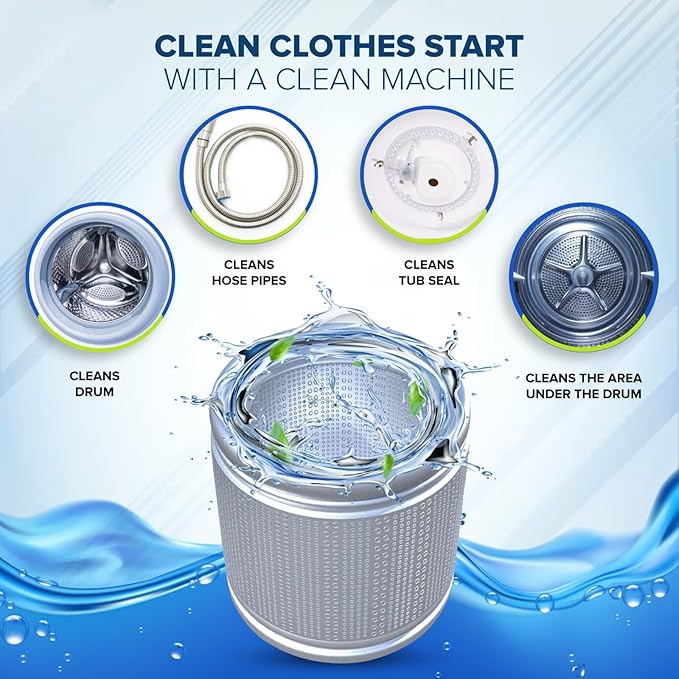 Washing Machine Cleaner Tablets 25 Pack for Front Load, Top Load & HE Washers, Removes Odors, Grime, & Limescale, Deep cleans the inner drum, pump, valve & hoses - Septic Safe, 1 Year Supply