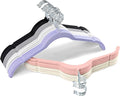 Sishynio 30 Pack Multicolor Velvet Shirt Hangers – Non-Slip Slim Flocked Hangers with Notches, Space-Saving Felt Closet Organiser for Shirts, Dresses, Suits