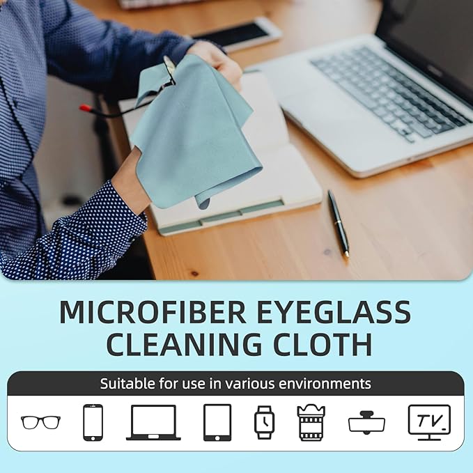 Suede Eyeglass Cloth 15.8 X 15.8 Inches Extra Large Cleaning Cloth Washable, Durable, Ultra-Fine High-Tech Quality Material for Eyeglasses, Lenses, Electronics and Screens, Car Mirrors Blue