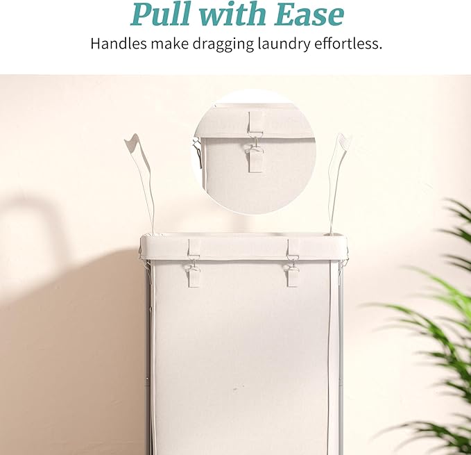 160L Laundry Hamper with Wheels, Rolling Laundry Basket with Metal Frame and Removable Bag, Double Laundry Hamper 2 Section, Large & Tall Dirty Clothes Hampers for Bedroom Aesthetic, Laundry Room