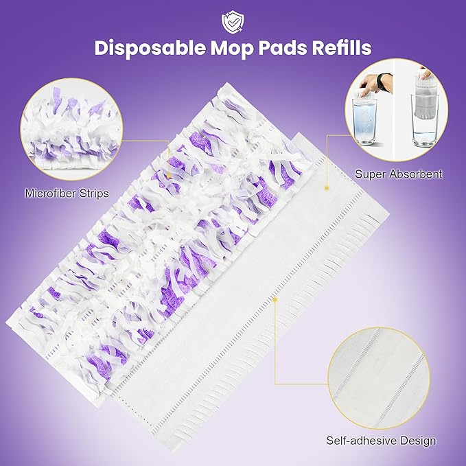 40 Pack Disposable Refill Pads for Power Mop™ Multi-Surface and for PowerMop™ Wood Mop, Repalcement Spray Mopping Pads for All Safe Floors