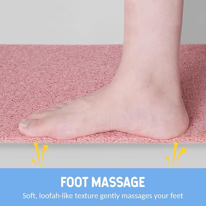 Hargiis Non-Slip Bathtub Mat, Anti Slip Shower Mat, Fast Drying Bathtub Mats, Foot Scrubber Mat, Anti Slip Mat for Tub, Floor, Bathroom, Kitchen, Home, Hotel (Pink 24"×24")