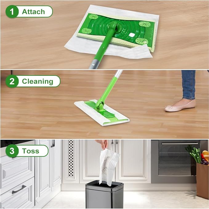 Orighty Dry Sweeping Cloths, Mop Pads Refills Compatible with Swiffer Sweeper, 120 Count Disposable Duster Refills for Floor Mopping and Cleaning (Pack of 2)