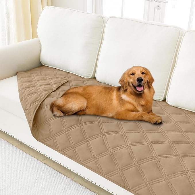 Smiry Waterproof Dog Bed Cover Blanket 40x80, Soft Reversible Pet Blanket, Washable Leakproof Cats Dogs Couch Cover for Sofa, Couch, Furniture, Lattice, Camel/Camel