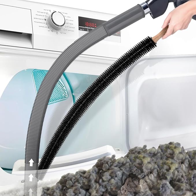 2 Pieces Dryer Vent Cleaner Kit Compatible with Most Vacuum Cleaner, Dryer Lint Brush and Vacuum Hose Attachment, Quickly Lint Remover, Deep Gray