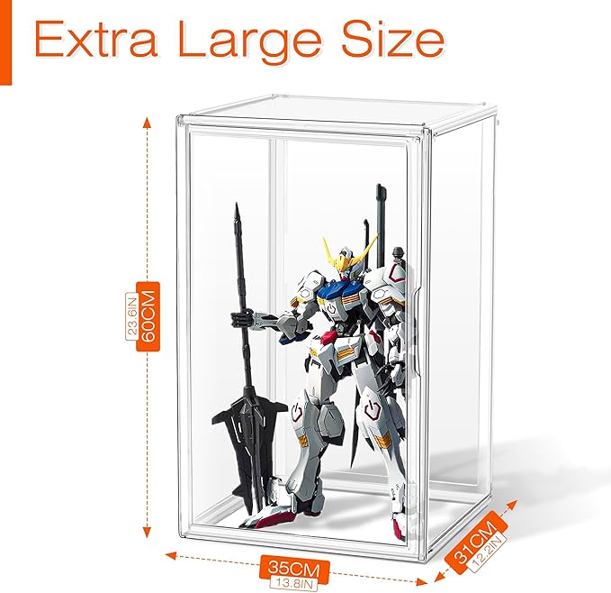 1 Pack Extra XXXXX-Large Tall Boot Storage 13.8”x 12.2”x 23.6" Acrylic Display Case Long Tall Boot Shoe Storage Box Clear Giant Figure Collection Showcase with Magnetic Lid