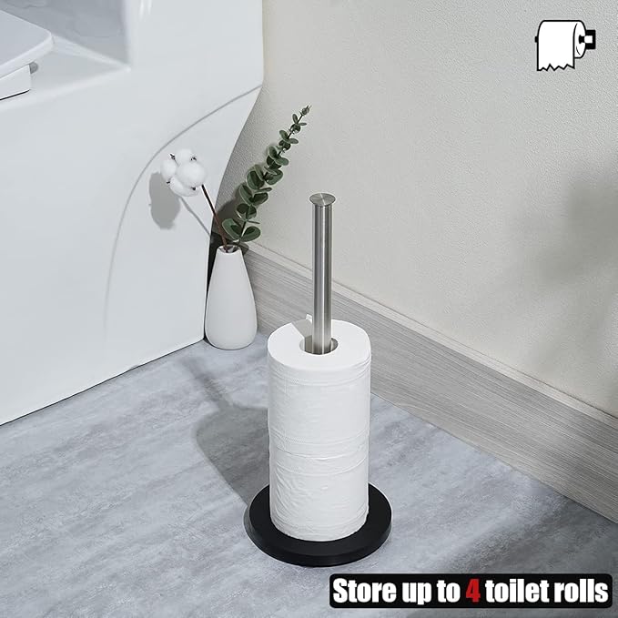 JQK Toilet Paper Storage Stand, 304 Stainless Steel Thicken 0.8mm Tissue Reserve Holder Dispenser for Bathroom, Brushed Steel, TPS180-BN