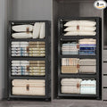 Extra Large Stackable Storage Bins with Lids & Wheels & Door, 1280QT-160QT/40GAL*8Pack Foldable Collapsible Closet Organizers, Plastic containers drawers for bedroom Dorm