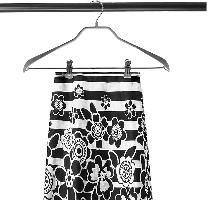 Mawa by Reston Lloyd BodyForm Series Non-Slip Space Saving Clothes Hanger with 2 Clips for Pants or Skirts, Style 42/LK, 1-Piece, Silver