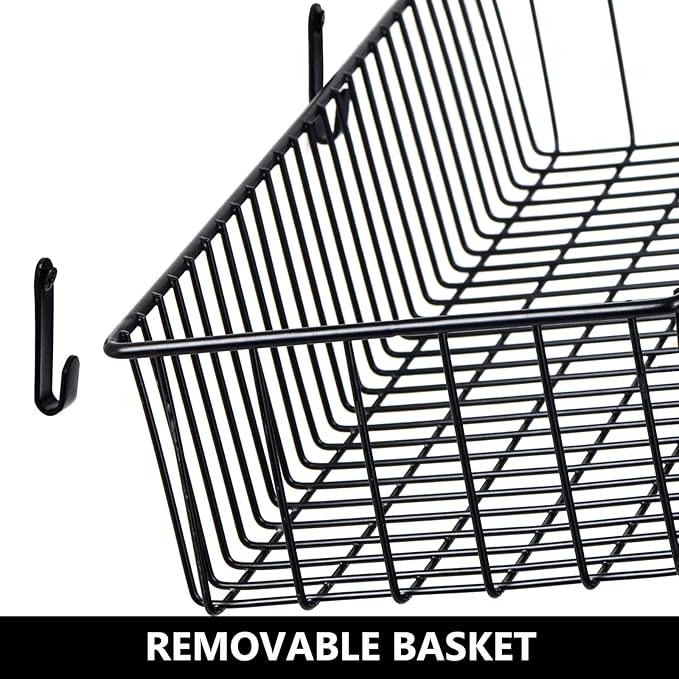 Wetheny Farmhouse Décor Metal Wire Organizer Storage Basket Bin(4 Pack)-Toilet Paper Storage-Organization and Storage for Bedroom, Bathroom, Kitchen Cabinets, Pantry, Laundry Room, Garage (Black)