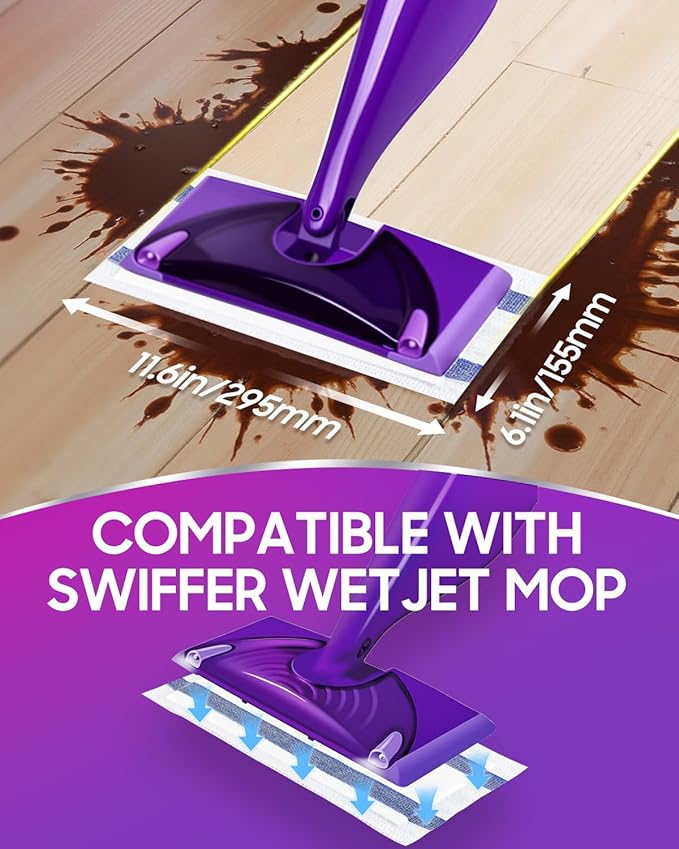 20 Count Disposable Mop Pads Refill for Swiffer WetJet Spray Mop - Wet Jet Mopping Pad Refill for Multi Surface Hardwood Floor Cleaning - Thickness & Absorbent
