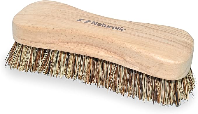 All-Natural Wooden Scrub Brush Set | Wooden Handle | Palmyra Bristle Brush for Cleaning | Eco Friendly Cleaning Products | Scrub Brush Set of 2