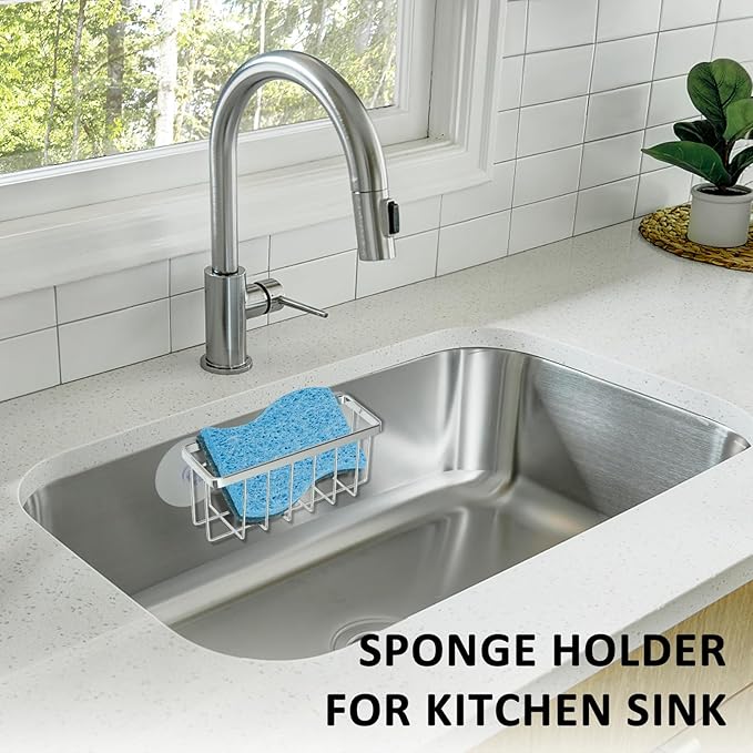 Chrome Sink Caddy - Sponge Holder for Dish, Kitchen & Sink