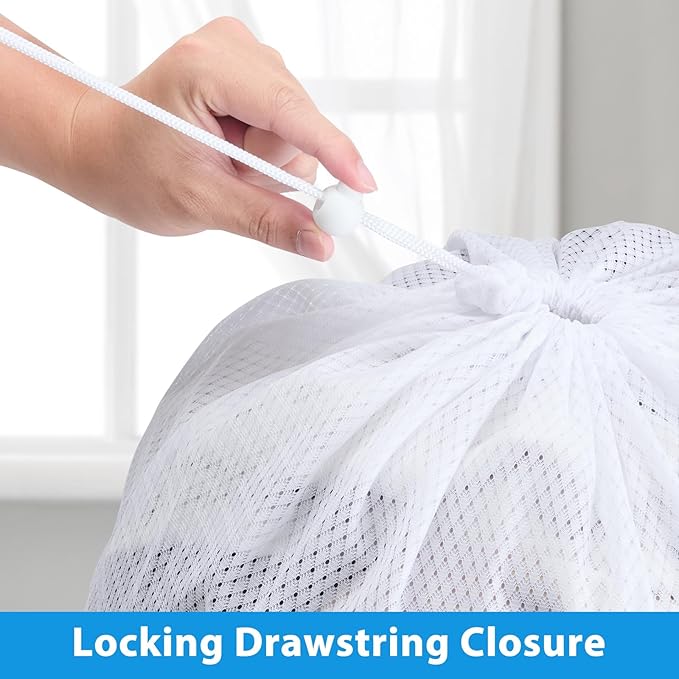1Pack XL Heavy Duty Mesh Laundry Bag, Machine Washable Large Dirty Clothes Organizer with Drawstring, Fits Laundry Baskets or Hampers Essentials for Dorm, College, Travel, Camp, Sport - 24" x 36"
