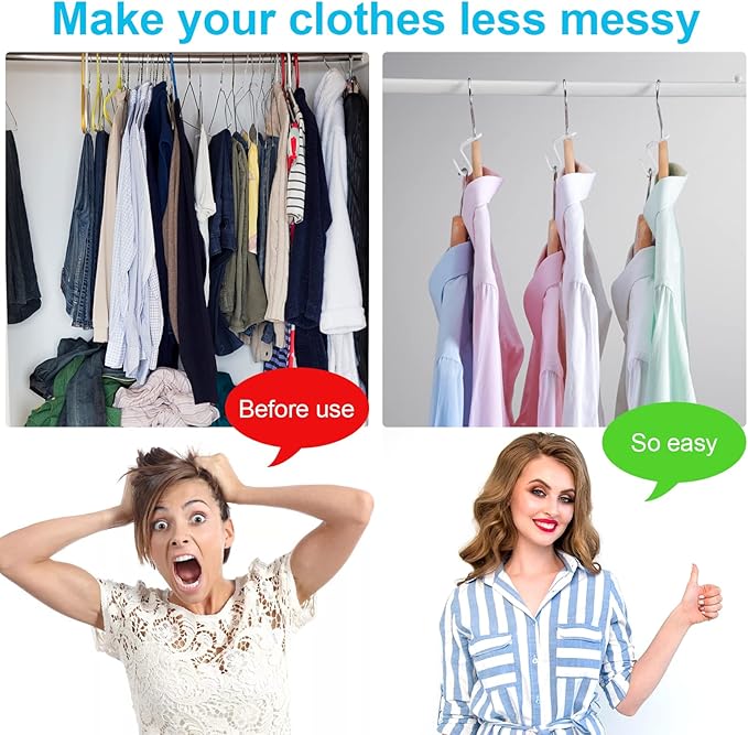 100 PCS Space Saving Hanger Hooks and Clips for Plastic Hangers (White)