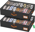 homyfort Shoe Organizer Under Bed, Fits 32 Pairs, Under bed Shoe Storage Boxes with Study Handles and Clear Cover, zapateras organizer for shoes, set of 2