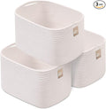 CHAT BLANC Cotton Rope Baskets for Organizing | Storage Baskets for Shelves | Rope Basket for Storage, Small Laundry Baskets, Woven Baskets for Storage, Dog Toy Bin, Baby Basket, Creamy White 3 Pack