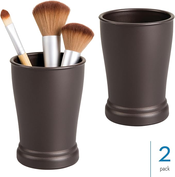 iDesign Plastic Bathroom Tumbler for Countertop or Vanity Storage - Set of 2 - Bronze