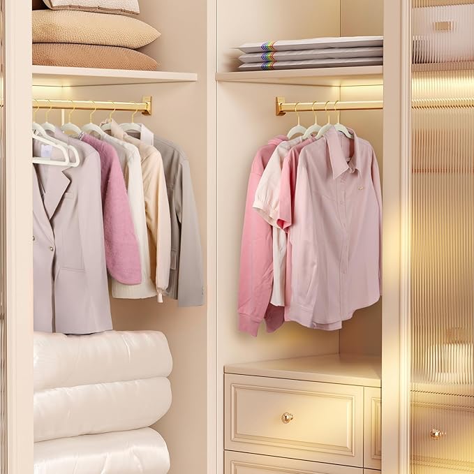TIMMY 36-Pack Velvet Hangers with Gold Hooks - Space-Saving Non-Slip Heavy-Duty Clothes Hangers for Coats, Suits, Dresses, and Sweaters - Slim Design(Ivory+Gold)