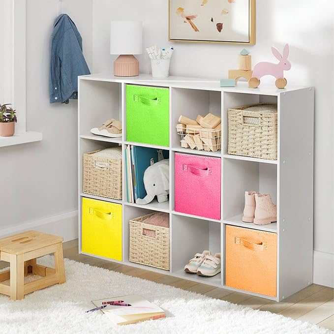 ShellKingdom Storage Bins, Foldable Fabric Storage Cubes And Cloth Storage Organizer Drawer For Closet And Toys, 8 Pack (Orange+Yellow+Fuchsia+Grass Green)
