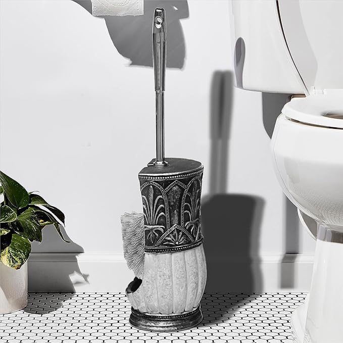 6 Pieces Pumkins Bathroom Accessories Set Including Trash Can, Cup, Toothbrush Holders, Soap Dishes, Soap Dispenser and Toilet Brush, Home Decoration, Retro Style, Grey