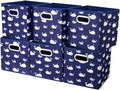 Fabric Cube Storage Bins Whale10.5x 10.5 x 11 in Foldabe Navy Blue Storage Cubes Folding Cloth Storage Cubes Boxes Collapsible Cube Inserts Storage Baskets Drawer for Cube Organizer Closet QY-SC11-6