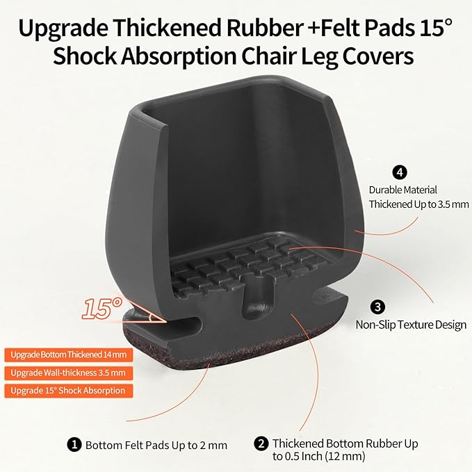 Ezprotekt 24 Pcs Black Chair Leg Floor Protectors for Hardwood Floors, Felt Furniture Pads Caps Covers, Bar Stool Floor Protectors Cups for Dining Table Desk Chair (Fit 0.83 "- 1.02", 21-26mm)