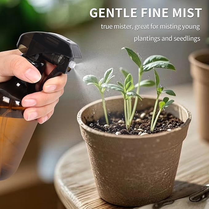 Cleaning Spray Bottles for Plants Misters for Inside, 2 Pack 10 oz Squirt, Water Spray Bottle Mist Sprayer, No Leak Hair Mister Empty with Adjustable Nozzle (Brown)