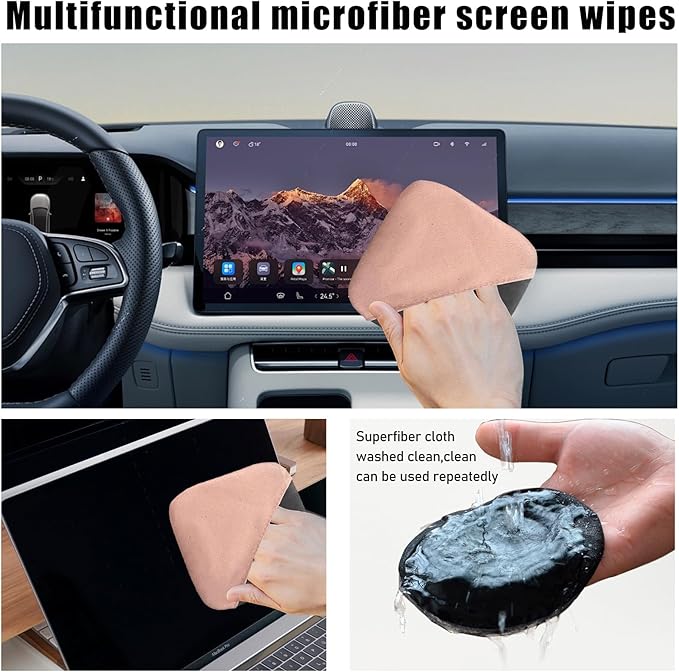 Car Screen Cleaner, Microfiber Auto Screen Cleaning Pad, Foldable Touch Screen Cleaner Cloth for Vehicle Dashboard LCD Display, Interior Car Accessories