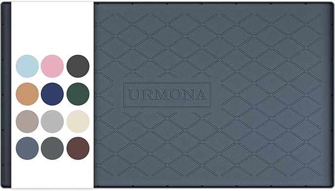 URMONA 40" x 22" Waterproof Silicone Mat in Multiple Sizes & Colors, Under Sink Mat for Kitchen & Bathroom, Pet Food Pad for Dogs & Cats, Kitchen Cabinet Liner, Multi-Purpose for Storage(Dark Grey)