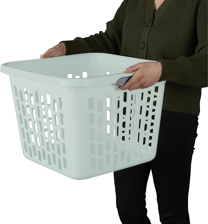 Sterilite Laundry Basket, Plastic Clothes Hamper, Large Square Bin with Comfort Grip Handles and Reinforced Rim, 1.5 Bushel Capacity, White, 24 Pack