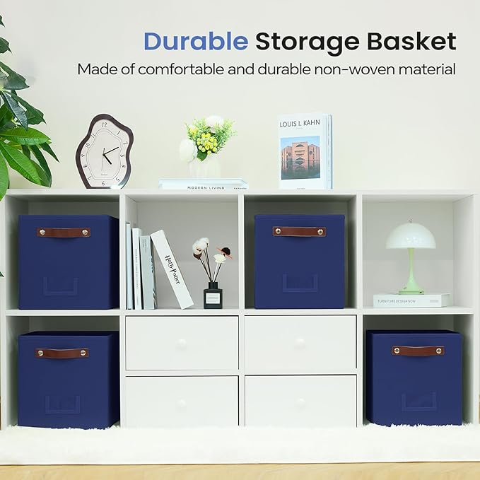 6-Pack Storage Cubes with Handles & Label Holders Basket, Closet Cube Home Organizer Bins(Blue, 10.5*10.5*11 inch)