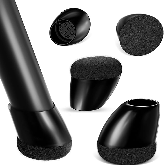 Ezprotekt 16 Pcs Chair Leg Floor Protectors, Silicone Covers Felt Furniture Pads for Hardwood Floors, Chair Leg Caps for Tilted Legs (15°-25°), Anti-Scratch and Reduce Noise Small Fit (0.55"-0.8")