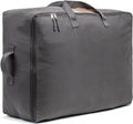 Soft Canvas Storage Bags with Zipper. Thick Breathable, 1pc King/Queen Comforter Organizer. Four Carrying Handles and Window. Large 25x19x9in Bag for Sheets Blankets Bedding Pillows, Clothes (Grey)