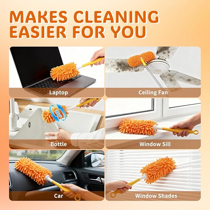 Reusable Duster Refill Compatible with Swiffer Hand Duster, 360 Duster Refills Only, Washable Pet Heavy Duty Dusters Refills for Swiffer Duster Extended Handle, 6 Pack (Handle is Not Included)