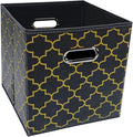 Black Foldable Storage Cubes Bins , Fabric Storage Box Cubes Organizer Baskets with Dual Handles for Home Organizer Grey Gold
