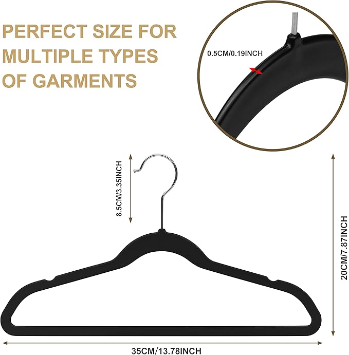 Quality Kids Plastic Hangers 30 Pack Non Velvet Non-Flocked Thin Compact Kids Hangers Swivel Hook for Shirts Blouse Coats (Black, 30)