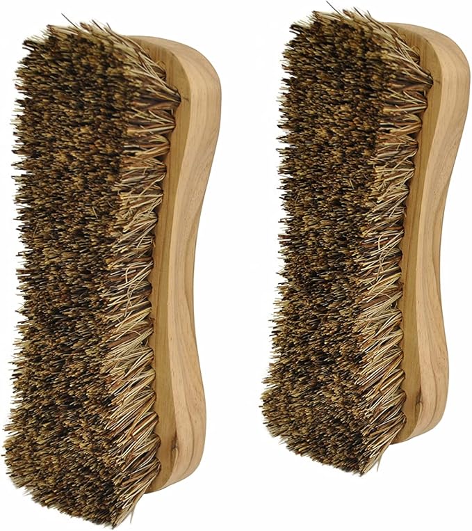 All-Natural Wooden Scrub Brush Set | Wooden Handle | Palmyra Bristle Brush for Cleaning | Eco Friendly Cleaning Products | Scrub Brush Set of 2