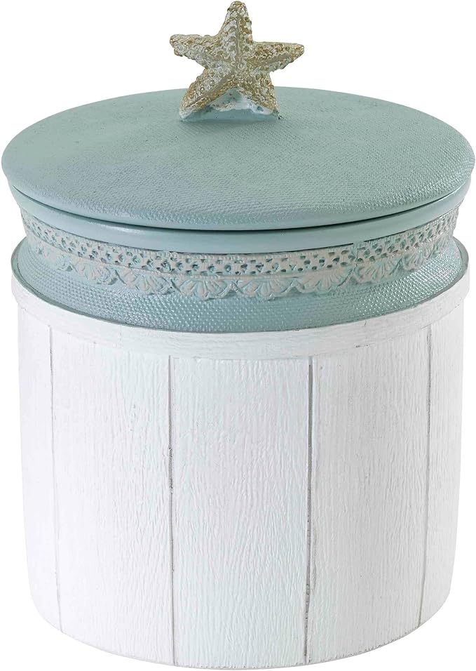 Avanti Linens - Covered Jar, Countertop Organizer, Farmhouse Chic Home Decor (Farmhouse Shell Collection)