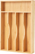Bamboo Kitchen Drawer Organizer, 9 Inch Silverware Utensil Holder for Samll Drawer, Narrow Silverware Organizer for Cutlery Knives