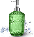Kaishun 13 Oz Refillable Soap Dispenser, Glass Soap Dispenser for Dispense Hand Soap, Dish Soap, Lotion (Green)