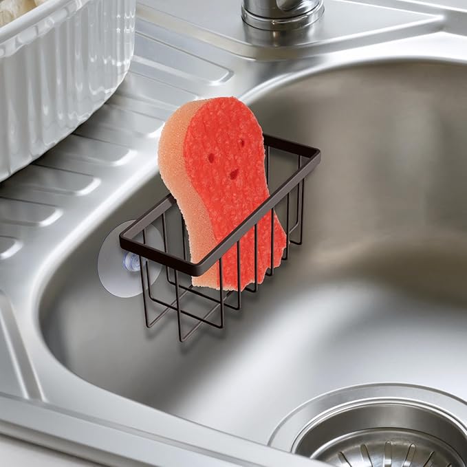 Kitchen Sponge Holder,Sponge Holder for Kitchen Sink Scution,Sink Caddy (Bronze)