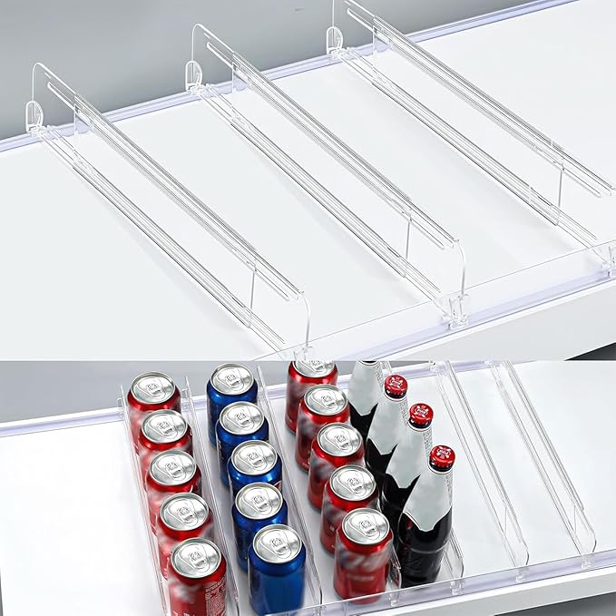 50 Pcs Adjustable Gondola Shelf Drawer Dividers with Front Fence Acrylic Retracting Item Organizer for Shelves Extendable Retail Shelf Divider with Fixed Clips for Store Library, 14" to 24" D